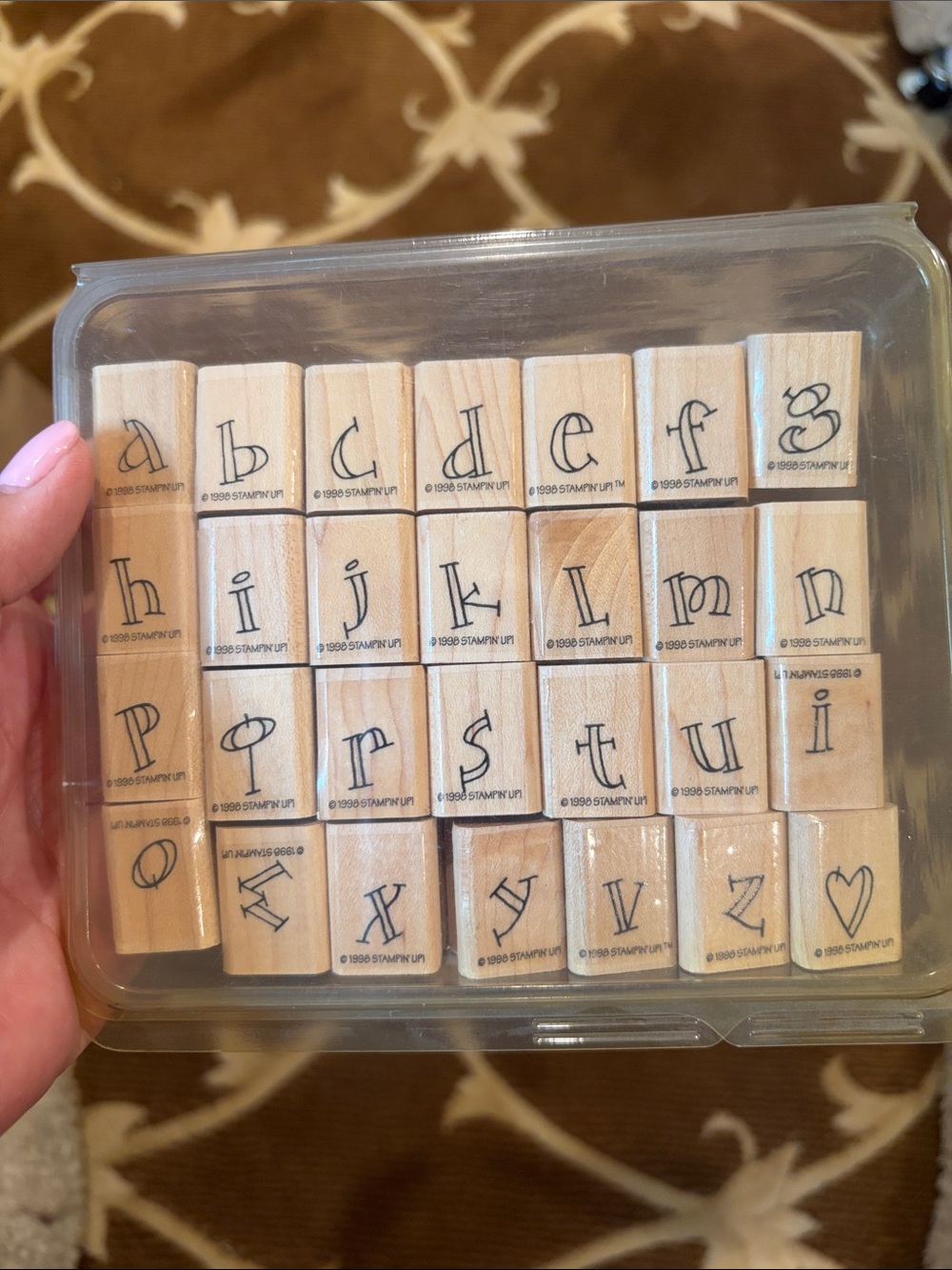 Stampin' Up! Wooden Lowercase Script Alphabet Stamps - Natural Wood